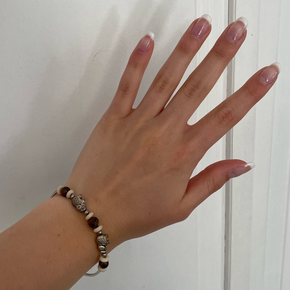 Elephant & Brown Bead Bracelet